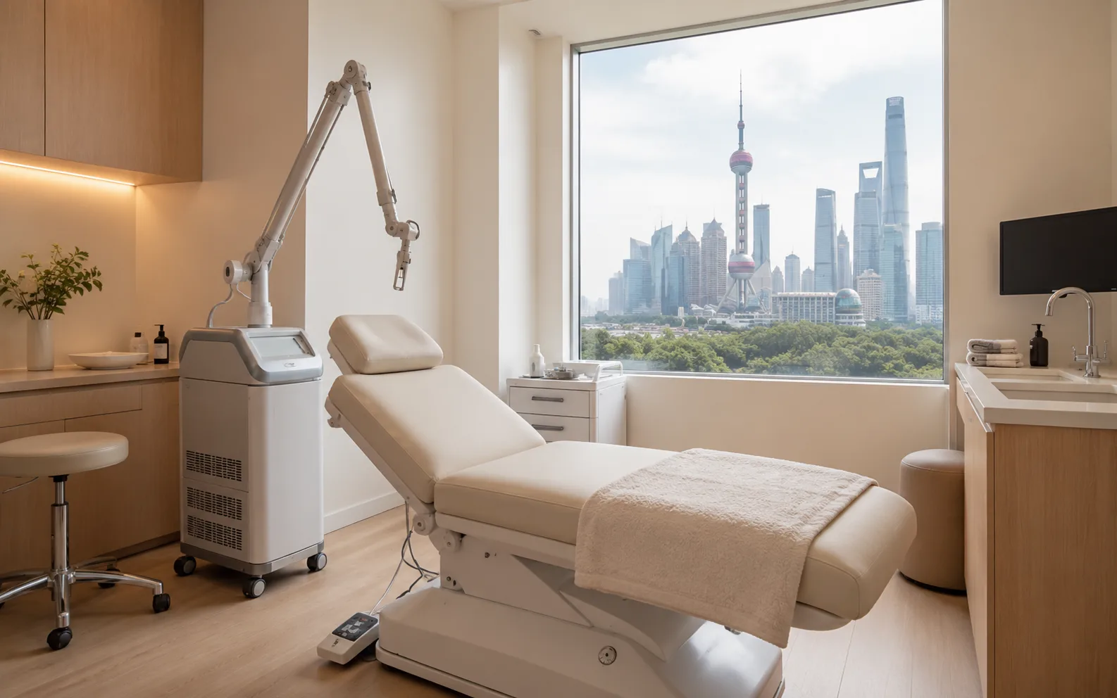 Modern dermatology treatment room in Shanghai